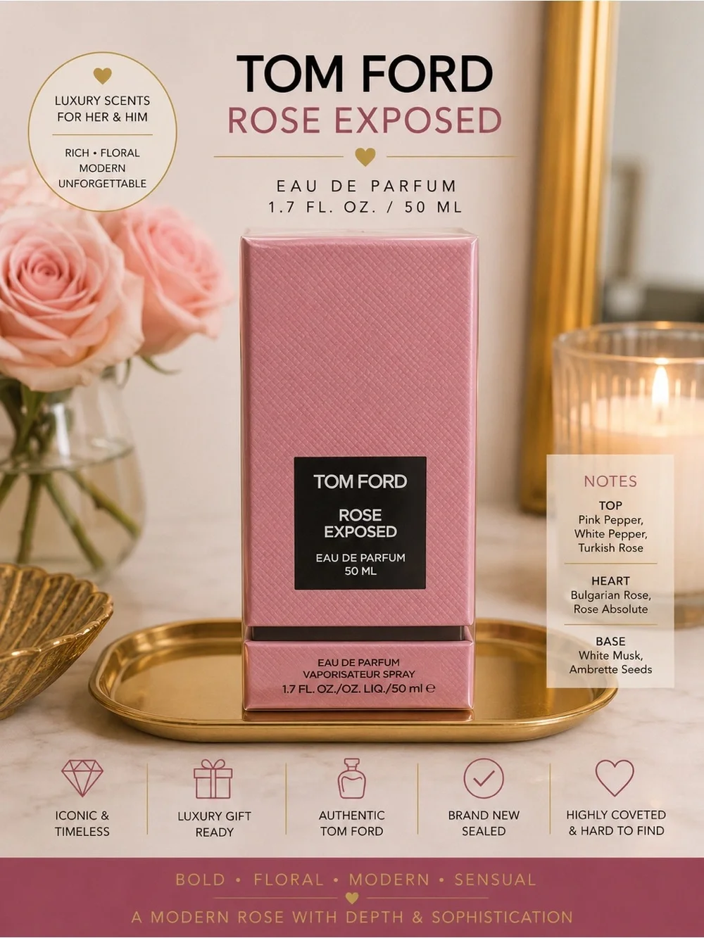 Tom Ford Rose Exposed 1.7 oz / 50 mL NIB NWT Sealed